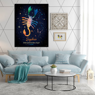 Scorpio Constellation Zodiac Watercolor Galaxy Poster