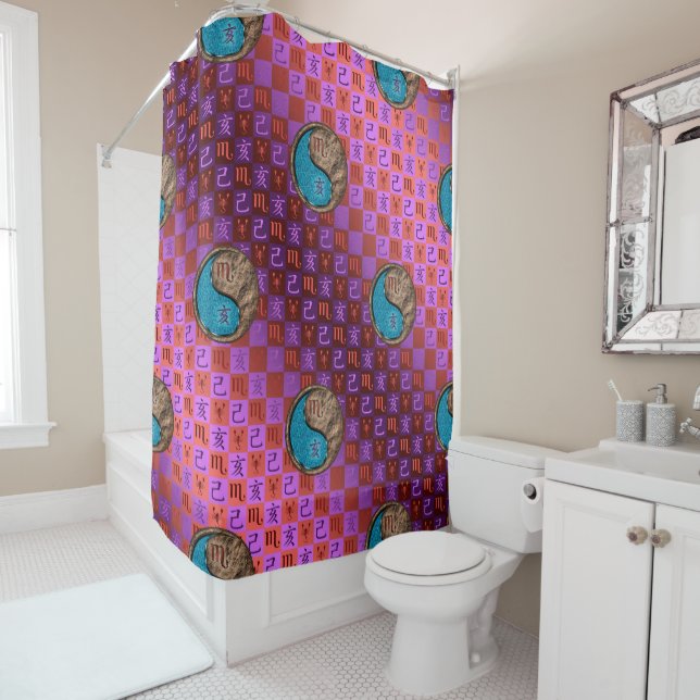 Scorpio & Earth Boar Shower Curtain (In Situ)