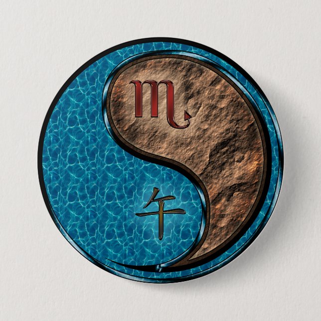 Scorpio & Earth Horse 7.5 Cm Round Badge (Front)