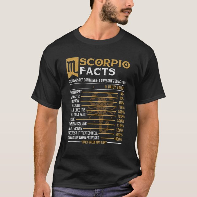 Scorpio Facts  Astrology Zodiac Sign Horoscope T-Shirt (Front)