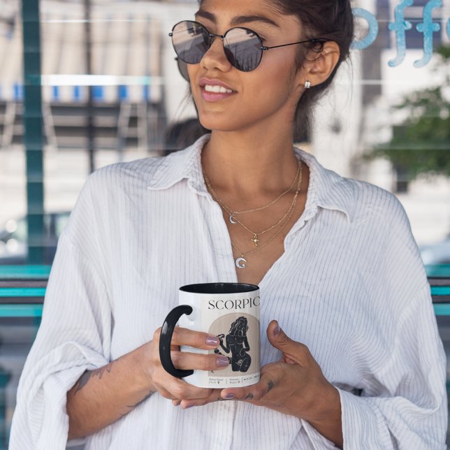 Scorpio Feminine Zodiac Design Brown Black 15 OZ Mug (Creator Uploaded)