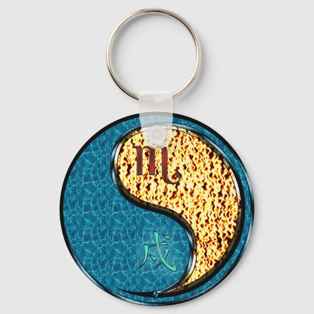 Scorpio & Fire Dog Key Ring (Front)