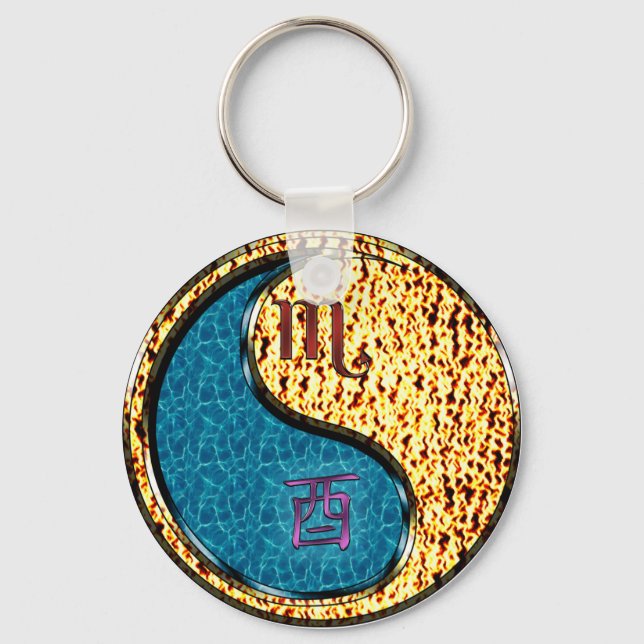 Scorpio & Fire Rooster Key Ring (Front)
