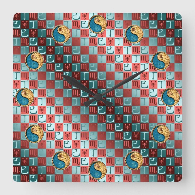 Scorpio & Fire Snake Square Wall Clock (Front)