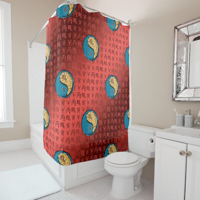 Scorpio & Fire Tiger Shower Curtain (In Situ)