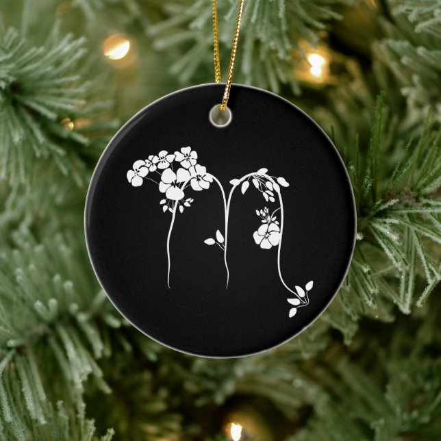 Scorpio floral zodiac sign black ceramic tree decoration (Tree)