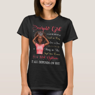 Scorpio Girl Black Queen Zodiac Birthday Afro Wome T-Shirt