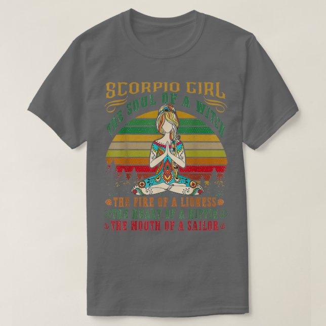 Scorpio Girl for Yoga Black Women Birthday Gifts T-Shirt (Design Front)