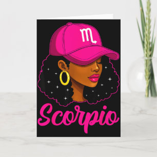 Scorpio Girl Pink Cap Zodiac Birthday Afro Women G Card