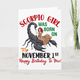 Scorpio Girl Was Born On November 1st Happy Birthd Card