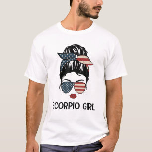 Scorpio Girl Woman Face Bandanna Wink Eye - Octobe T-Shirt