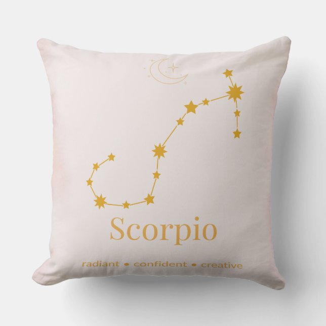 Scorpio Gold Zodiac Pillow – Celestial Constellati (Front)