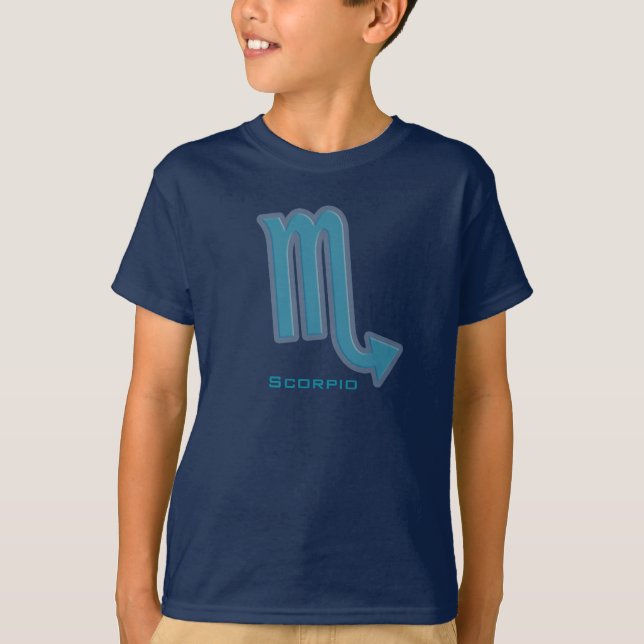 "Scorpio" graphic water sign zodiac kids t-shirt (Front)
