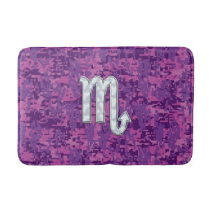 Scorpio Horoscope Sign on Pink Digital Camo Bath Mat