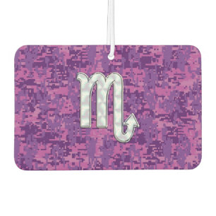 Scorpio Horoscope Sign on Pink Digital Camo Car Air Freshener