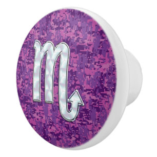 Scorpio Horoscope Sign on Pink Digital Camo Ceramic Knob