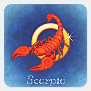 Scorpio in Blue Square Sticker