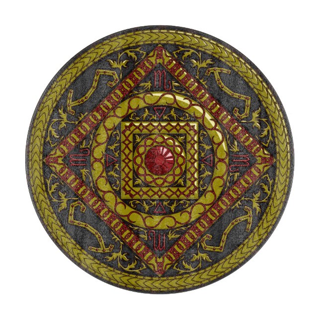 Scorpio Mandala Glass Cutting Board (Front)