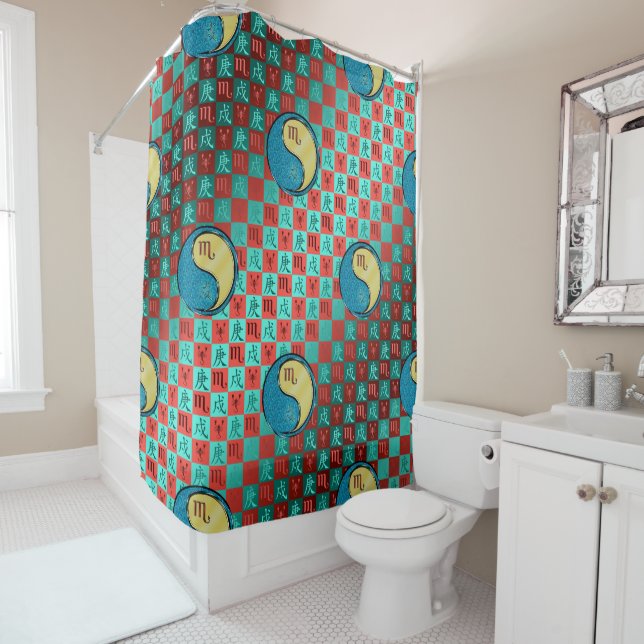Scorpio & Metal Dog Shower Curtain (In Situ)