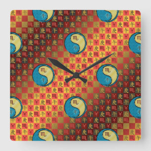 Scorpio & Metal Horse Square Wall Clock