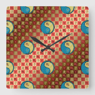 Scorpio & Metal Rat Square Wall Clock