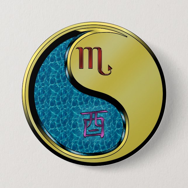 Scorpio & Metal Rooster 7.5 Cm Round Badge (Front)