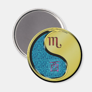 Scorpio & Metal Rooster Magnet