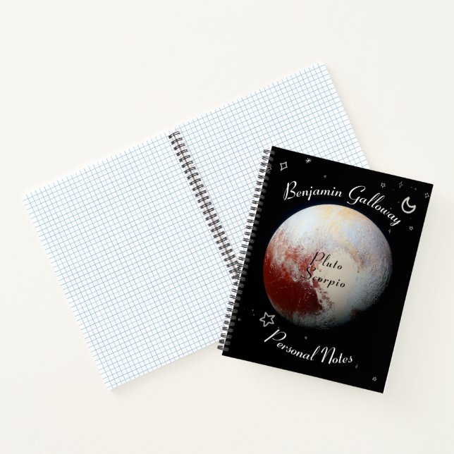 Scorpio Monogram Typography Pluto Zodiac Cosmic  Notebook (Inside)