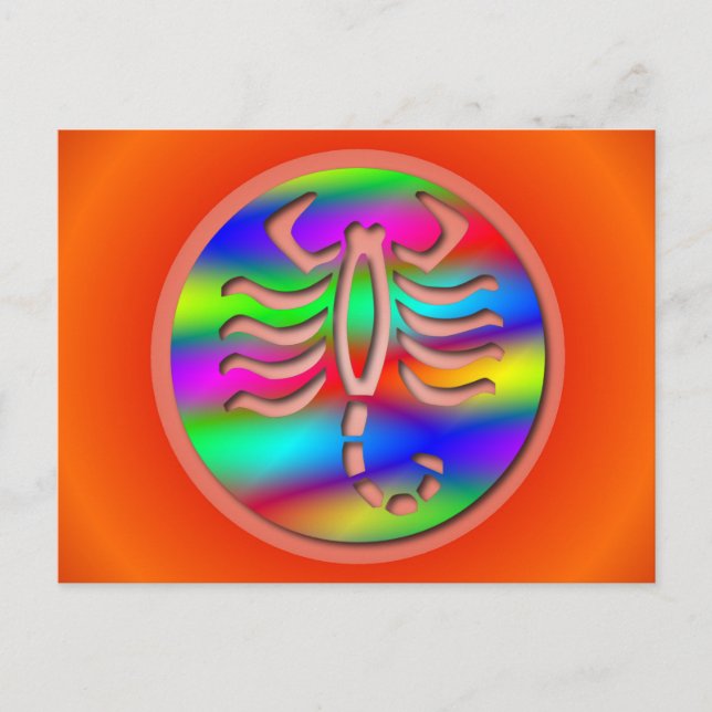 Scorpio Rainbow Colour Zodiac Scorpion Postcard (Front)