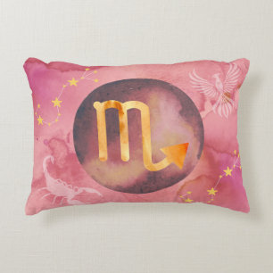 Scorpio Red Watercolour Astrology Zodiac Sign Decorative Cushion