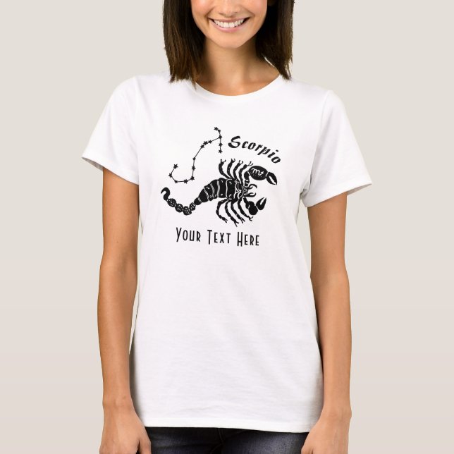 Scorpio Scorpion Constellation with Text Birthday T-Shirt (Front)