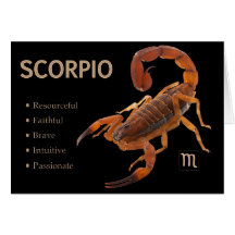 Scorpio/Scorpion Zodiac Card with Characteristics