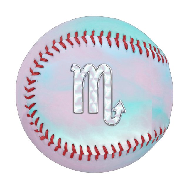 Scorpio Symbol in Mother of Pearl Style Decor Baseball (Front Left)
