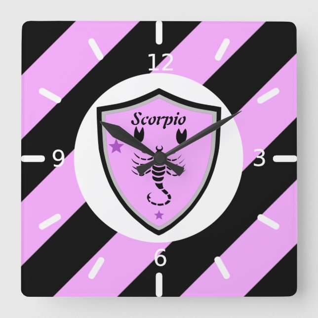 Scorpio symbol        square wall clock (Front)