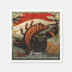 Scorpio the Scorpion Zodiac Sign Birthday Napkin