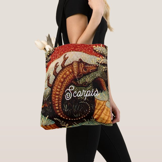 Scorpio the Scorpion Zodiac Sign Birthday Tote Bag (Close Up)
