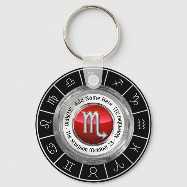 Scorpio - The Scorpion Zodiac Sign Key Ring (Front)