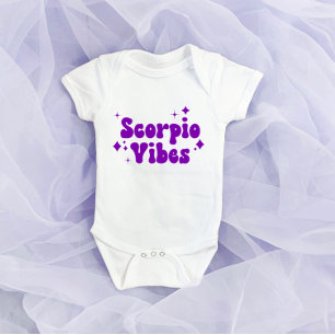 Scorpio Vibes Zodiac Astrology Purple Stars Baby Bodysuit