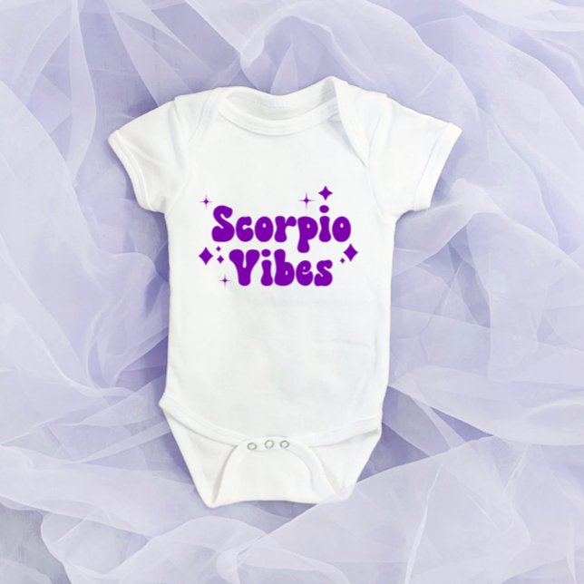 Scorpio Vibes Zodiac Astrology Purple Stars Baby Bodysuit (Creator Uploaded)