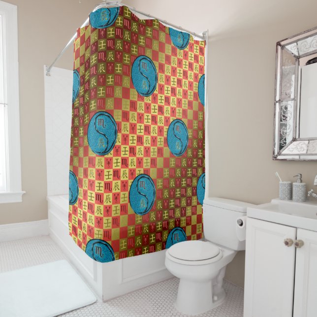 Scorpio & Water Dragon Shower Curtain (In Situ)