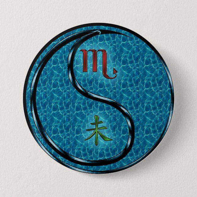 Scorpio & Water Goat 7.5 Cm Round Badge (Front)