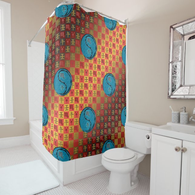 Scorpio & Water Horse Shower Curtain (In Situ)