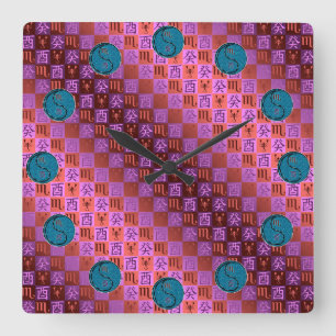 Scorpio & Water Rooster Square Wall Clock