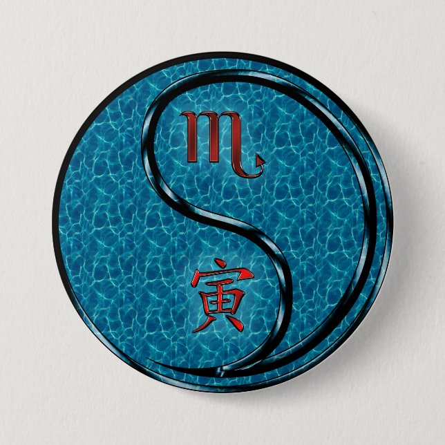 Scorpio & Water Tiger 7.5 Cm Round Badge (Front)