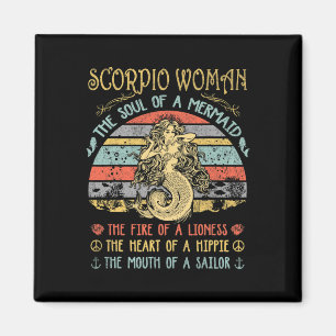 Scorpio Woman The Soul Of A Mermaid Vintage Birthd Magnet