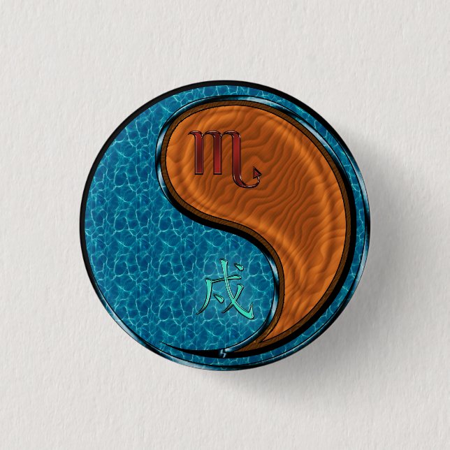 Scorpio & Wood Dog 3 Cm Round Badge (Front)