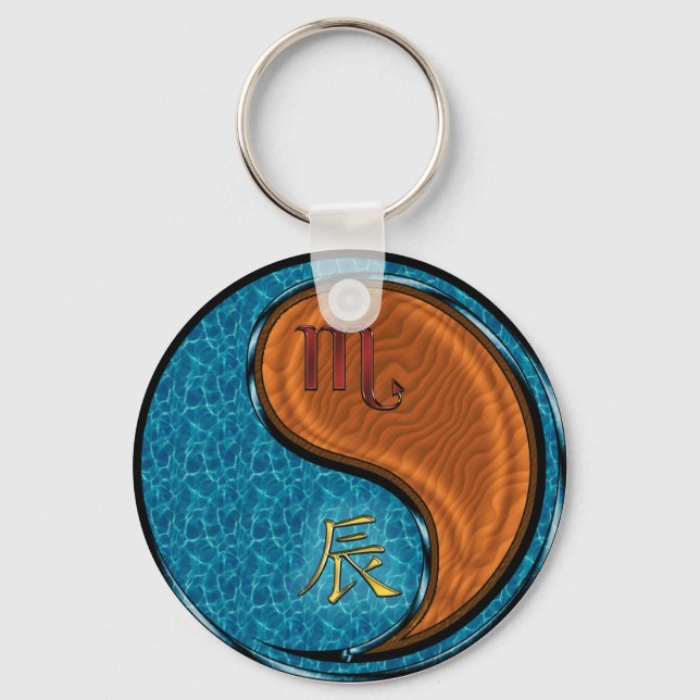 Scorpio & Wood Dragon Key Ring (Front)