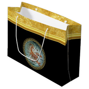 Scorpio Zodiac Astrology black gold foil design Large Gift Bag