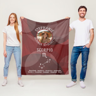 Scorpio Zodiac Astrology Photo Custom Birthdate Fleece Blanket