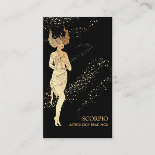 *~* SCORPIO Zodiac Astrology Reading Black Gold Business Card